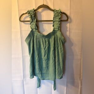 Arula A Light Blue Ruffle Sleeve Tank Top with Tie Back - Size 1X